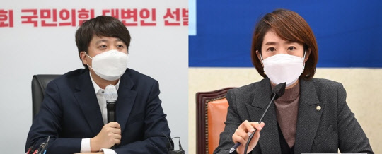 이준석(왼쪽) 국민의힘 당 대표와 고민정 더불어민주당 의원. <연합뉴스>